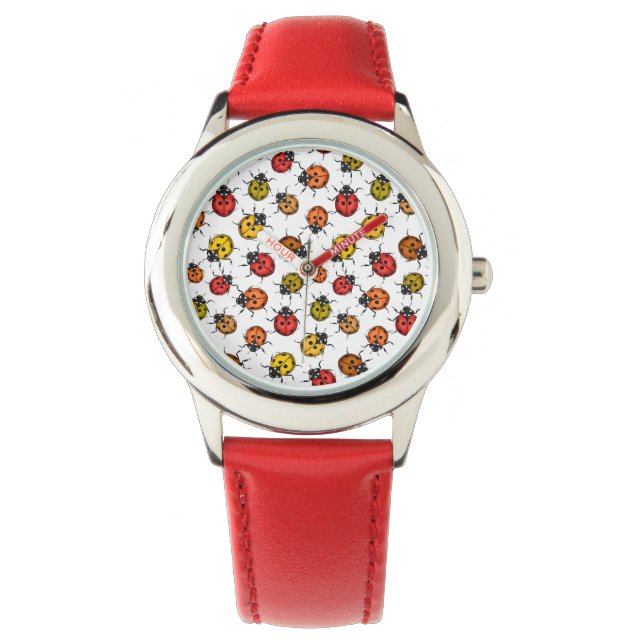 Reloj De Pulsera Coloridos ladybugs sobre blanco (Anverso)