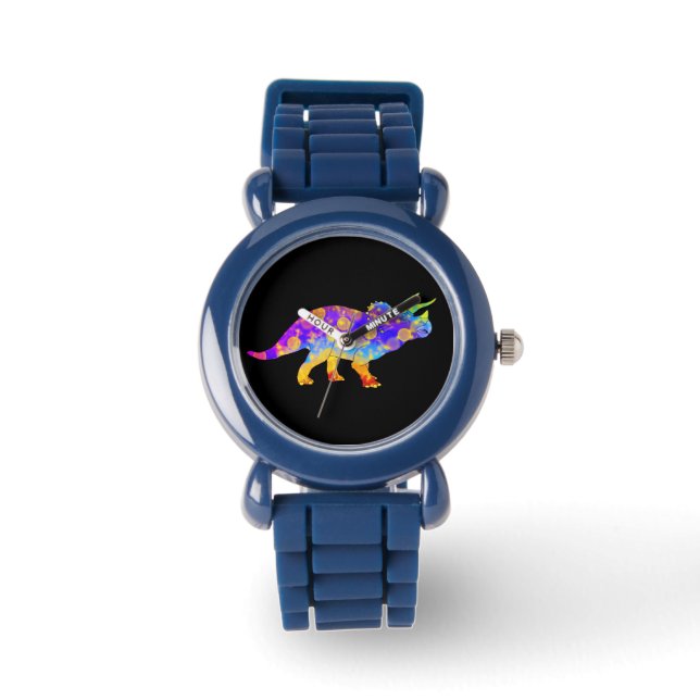 Reloj De Pulsera Coloridos Triceratops Cute Jurassic Dinosaur Art (Anverso)