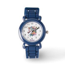 Reloj De Pulsera Colorosa acuarela morada mágica floral unicornio