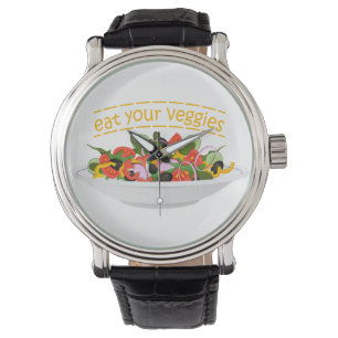 Reloj De Pulsera Coma tus verduras Cita cuenco de ensaladas frescas