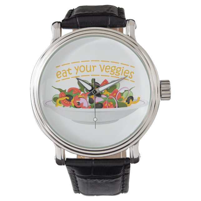 Reloj De Pulsera Coma tus verduras Cita cuenco de ensaladas frescas (Anverso)