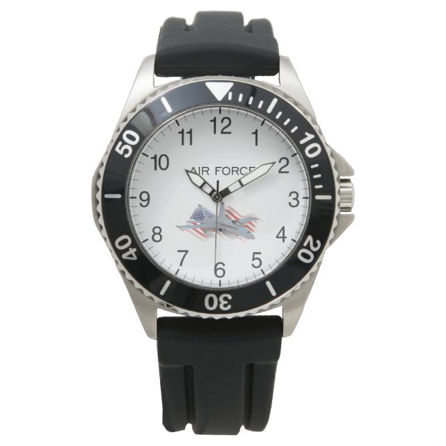 Reloj De Pulsera Combatiente americano F-18 con bandera (Anverso)
