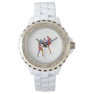Reloj De Pulsera Combatiente muay thai en acuarela