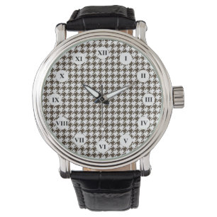 Reloj De Pulsera Combinación marrón de houndstooth por Shirley Tayl