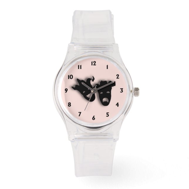 Reloj De Pulsera Comedia y teatro de tragedia rosado (Anverso)
