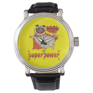 Reloj De Pulsera Comer es mi sobrenombre rojo cloak pug estilo cómi