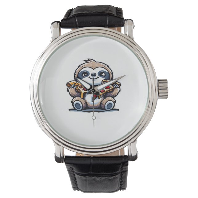 Reloj De Pulsera Comer pizza humorística, Kawaii Animal Lover (Anverso)