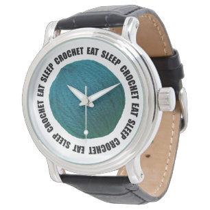 Reloj De Pulsera Comer Sleep Crochet Yarn Ball Verde azulado negrit