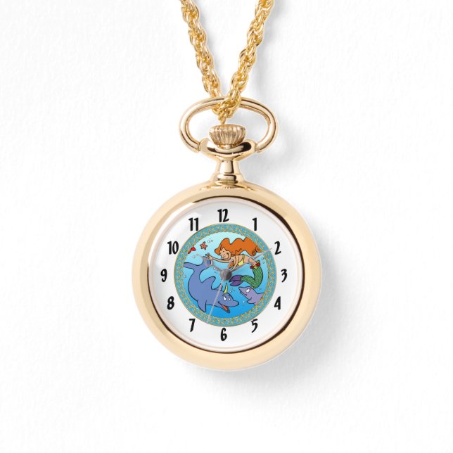 Reloj De Pulsera Cómic de sirenas oceánicas de delfín subacuático o (Anverso)