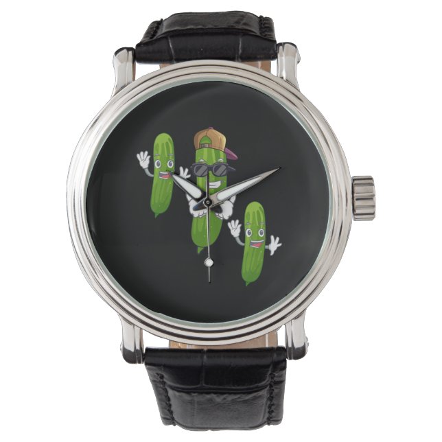 Reloj De Pulsera Comida divertida de pepino bailando (Anverso)