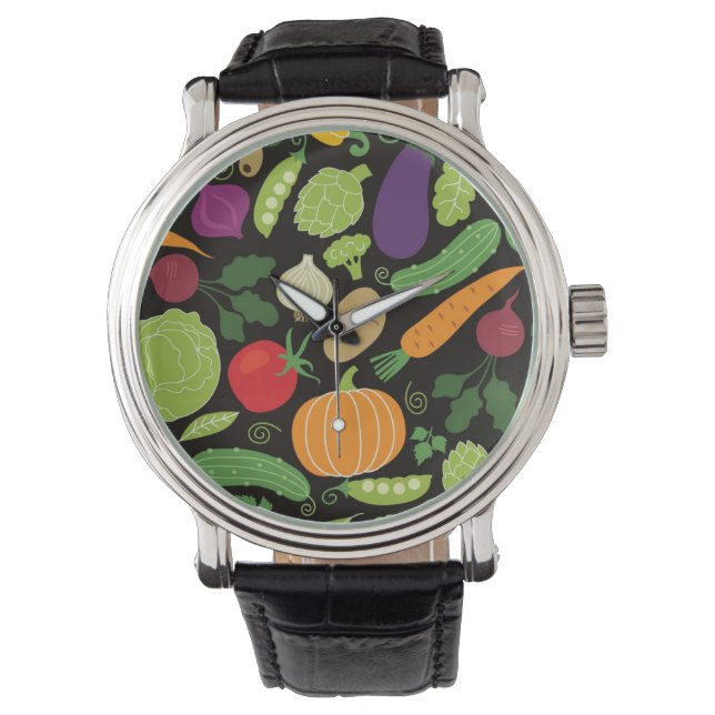Reloj De Pulsera Comida en un fondo negro (Anverso)