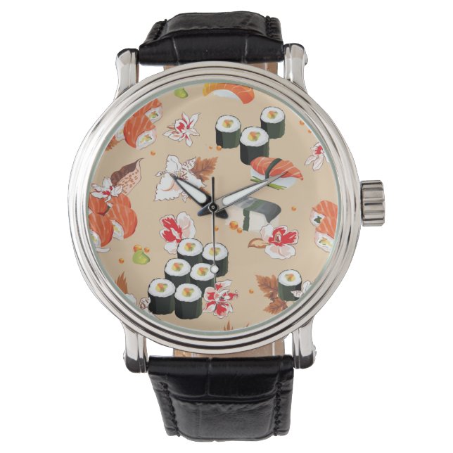 Reloj De Pulsera Comida japonesa: Patrón de sushi 3 (Anverso)