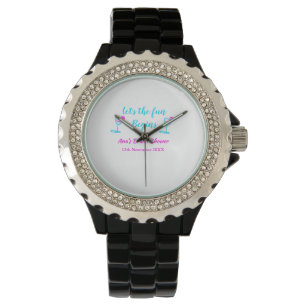 Reloj De Pulsera Comienza la diversión en la ducha nupcial de vidri
