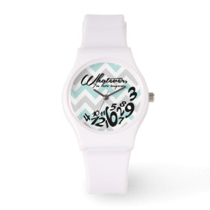 Reloj De Pulsera como sea, llego tarde de todos modos - chevron azu