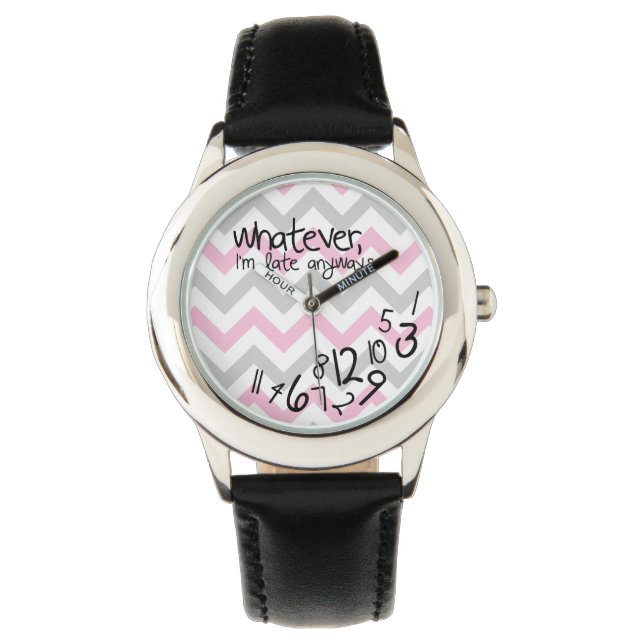 Reloj De Pulsera Como sea, llego tarde de todos modos - chevron ros (Anverso)