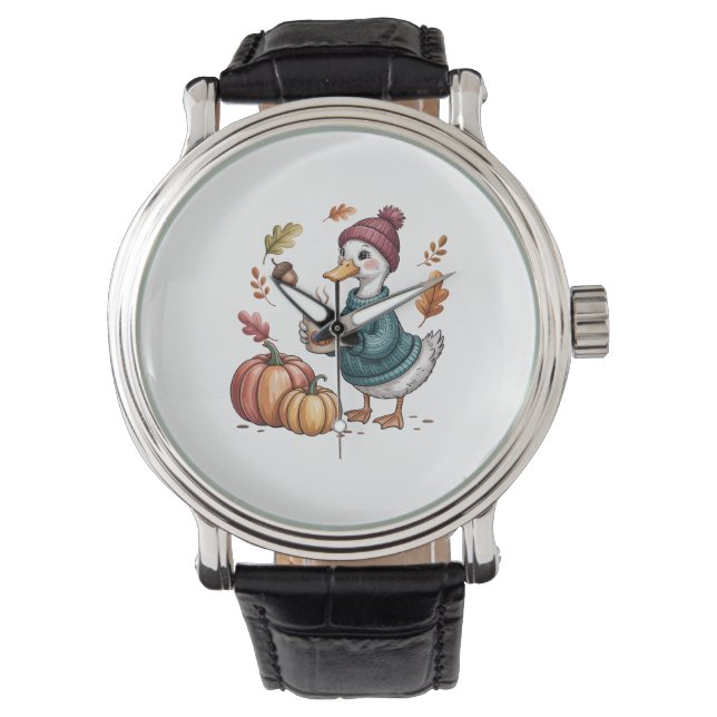 Reloj De Pulsera Cómodo Tapón Café Goose Caall Art (Anverso)