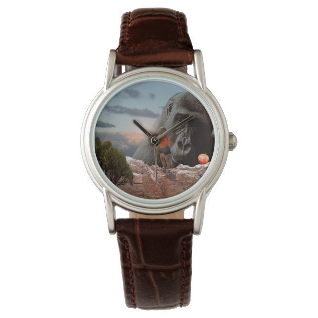 Reloj De Pulsera Compartiendo Una Manzana Con Un Gorila, Damas De C (Anverso)