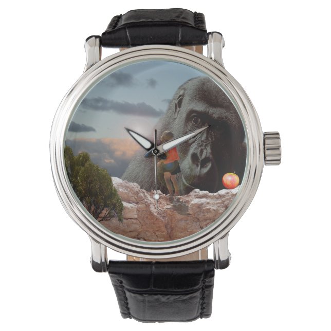 Reloj De Pulsera Compartir Una Manzana Con Un Gorila, (Anverso)