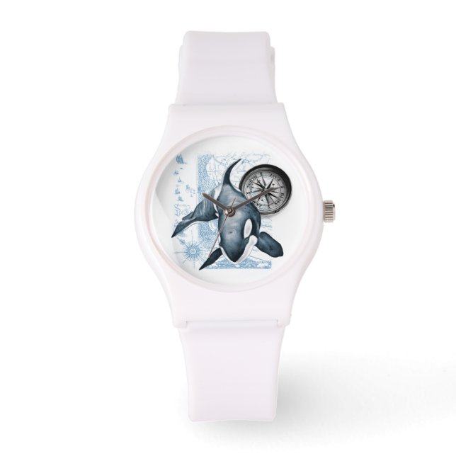 Reloj De Pulsera Compass de ballena de Orca (Anverso)