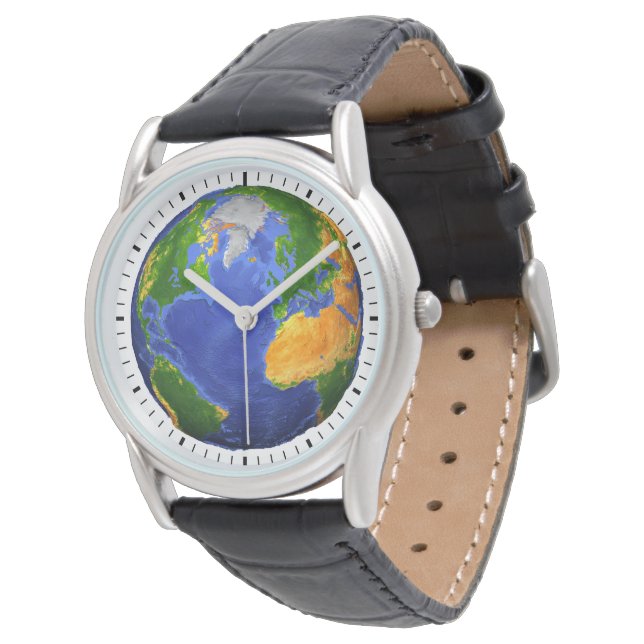 Reloj De Pulsera Completa La Tierra Mostrando Datos Topográficos. (Angular)
