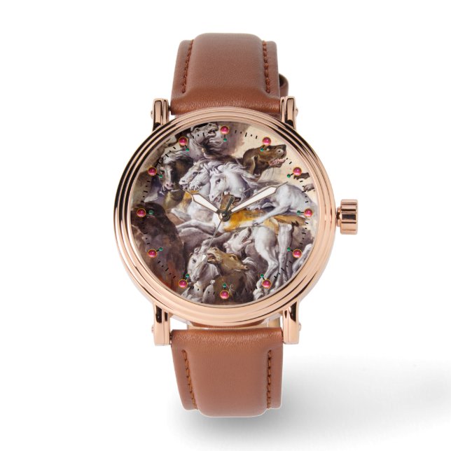 RELOJ DE PULSERA COMPOSICIÓN CON ANIMALES, CABALLOS DE LECTURA, DER (Anverso)