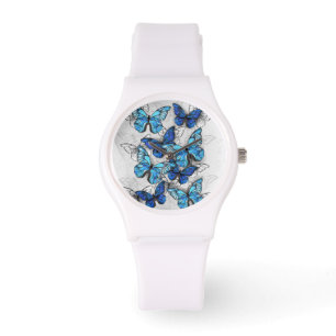 Reloj De Pulsera Composición de las mariposas blancas y azules