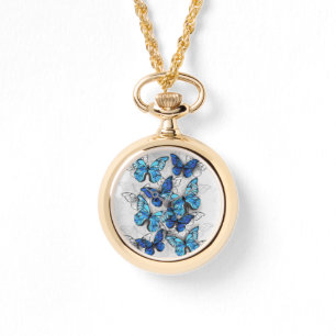 Reloj De Pulsera Composición de las mariposas blancas y azules