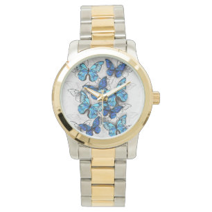 Reloj De Pulsera Composición de las mariposas blancas y azules