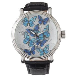 Reloj De Pulsera Composición de mariposas blancas y azules