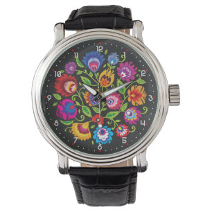 Reloj De Pulsera Composición folclórica de Polonia redonda