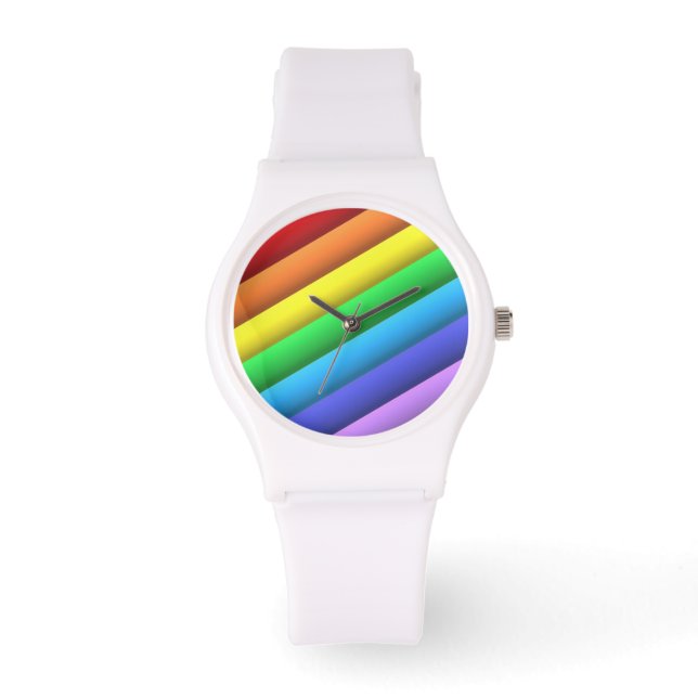 Reloj de pulsera con banda blanca PRIDE O'CLOCK (Anverso)