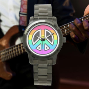 Reloj de pulsera con brazalete negro de gran tamañ