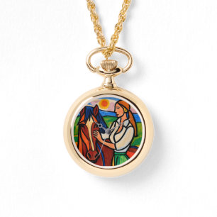 Reloj de pulsera con colgante de mujer y caballo d