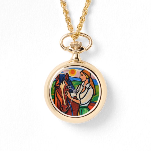 Reloj de pulsera con colgante de mujer y caballo d (Anverso)