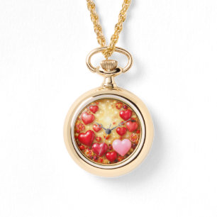 Reloj de pulsera con colgante de oro Love Hearts