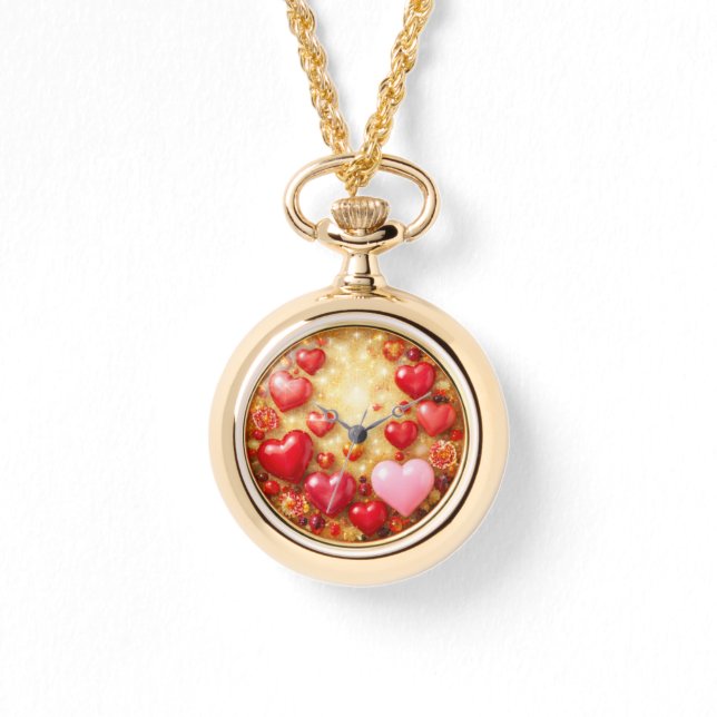 Reloj de pulsera con colgante de oro Love Hearts (Anverso)