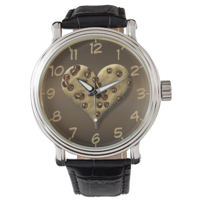 Reloj de pulsera con corazón de galleta con chispa (Anverso)