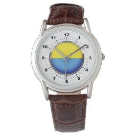 Reloj de pulsera con correa de cuero marrón y band