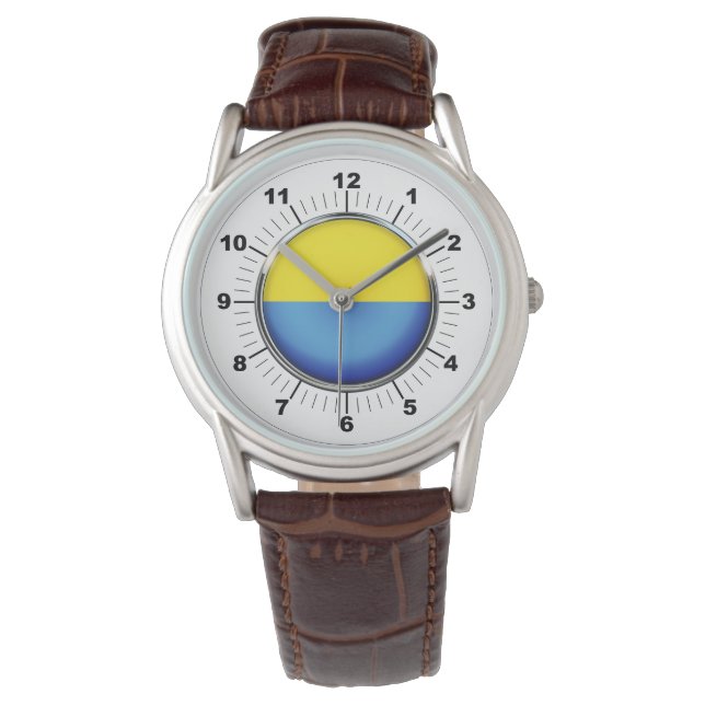 Reloj de pulsera con correa de cuero marrón y band (Anverso)