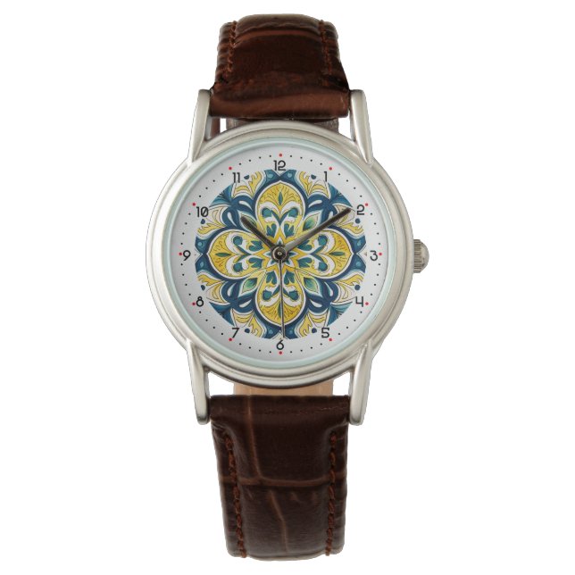 Reloj De Pulsera Con dígitos de la minoría Azulejo (Anverso)