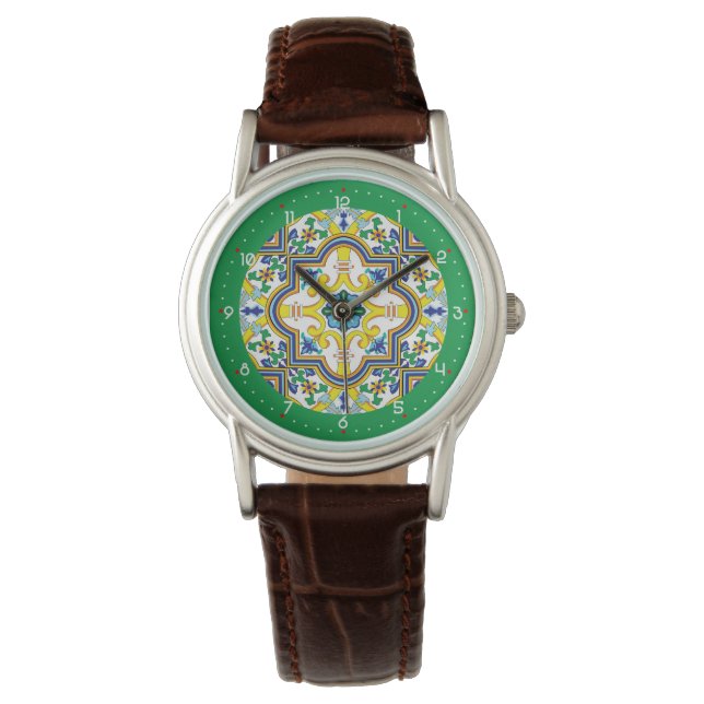 Reloj De Pulsera Con dígitos hermosa radiación Azulejo (Anverso)