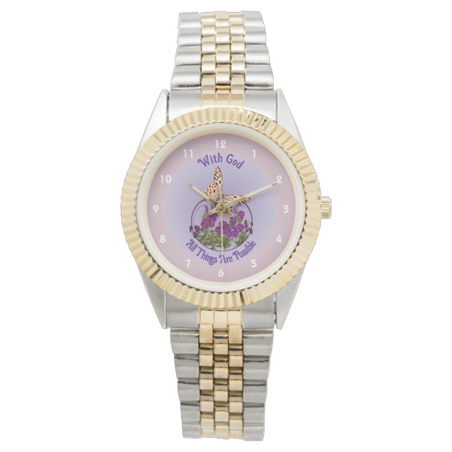 Reloj De Pulsera Con Dios mariposa Flor Arte Inspirador (Anverso)