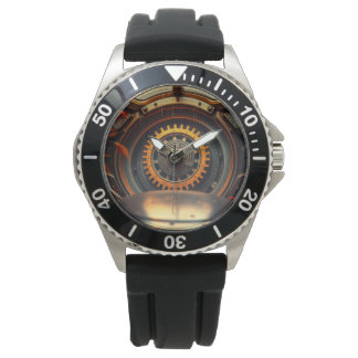 Reloj de pulsera con diseño mecánico.