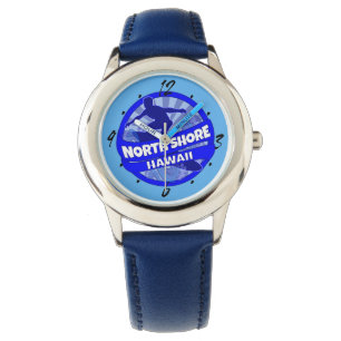 reloj de pulsera con el logotipo de surfista azul 