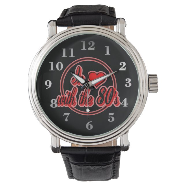 Reloj de pulsera con logo rojo retro de los 80 (Anverso)