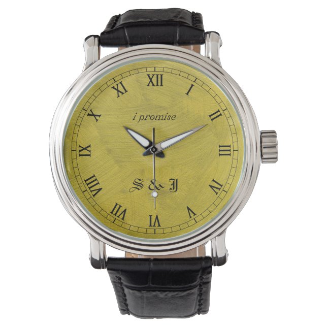 Reloj de pulsera con monograma de oro cepillado pr (Anverso)