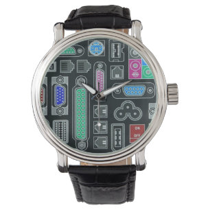 Reloj de pulsera con patrón de entrada negro para 