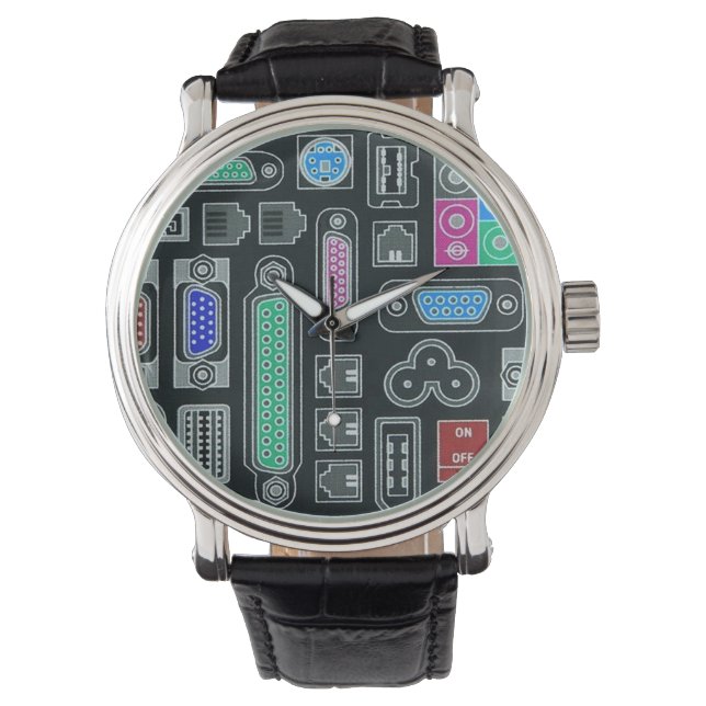 Reloj de pulsera con patrón de entrada negro para  (Anverso)