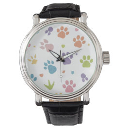Reloj de pulsera con patrón de huellas de patas co