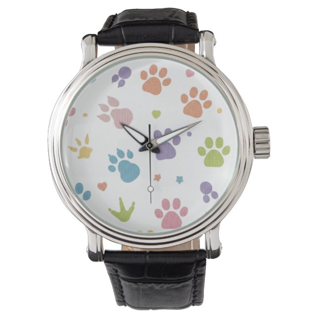 Reloj de pulsera con patrón de huellas de patas co (Anverso)